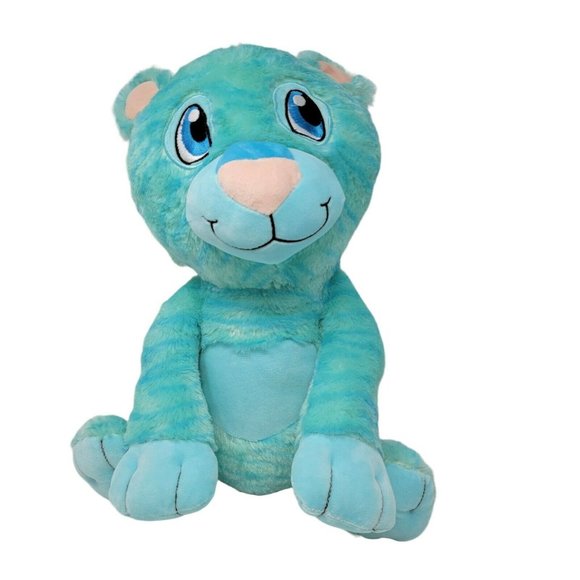 Kellytoy Mint Tiger Plush Stuffed Animal Toy 16" Blue-Green Striped Soft! - Picture 1 of 4